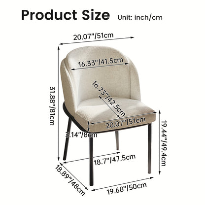 Eetkamerstoelen – Stoelen – Dining Chairs – Zwarte Poten Stoelen – Witte Stoelen – Ergonomisch Design – Comfortabele Zachte Bekleding – Set Van 6 – Duurzaam Metalen Frame – Geschikt Voor Harde Vloeren