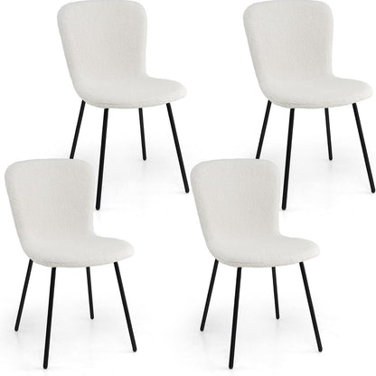Eetkamerstoel – Stoel – Zithoekstoel – Bijzetstoel – Kaptafelstoel – Modern Design – Metalen Frame – Fluwelen Bekleding – Ergonomisch Comfort – Verstelbare Vloerbeschermers – Set van 4 – Wit