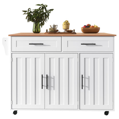 Keukeneiland – Keukentrolley – Keukenkast – Serveerwagen – Keukenwagen – Verplaatsbaar met Opvouwbaar Werkblad – Duurzaam Niet-Houten Materiaal – 129x46x91,5 cm