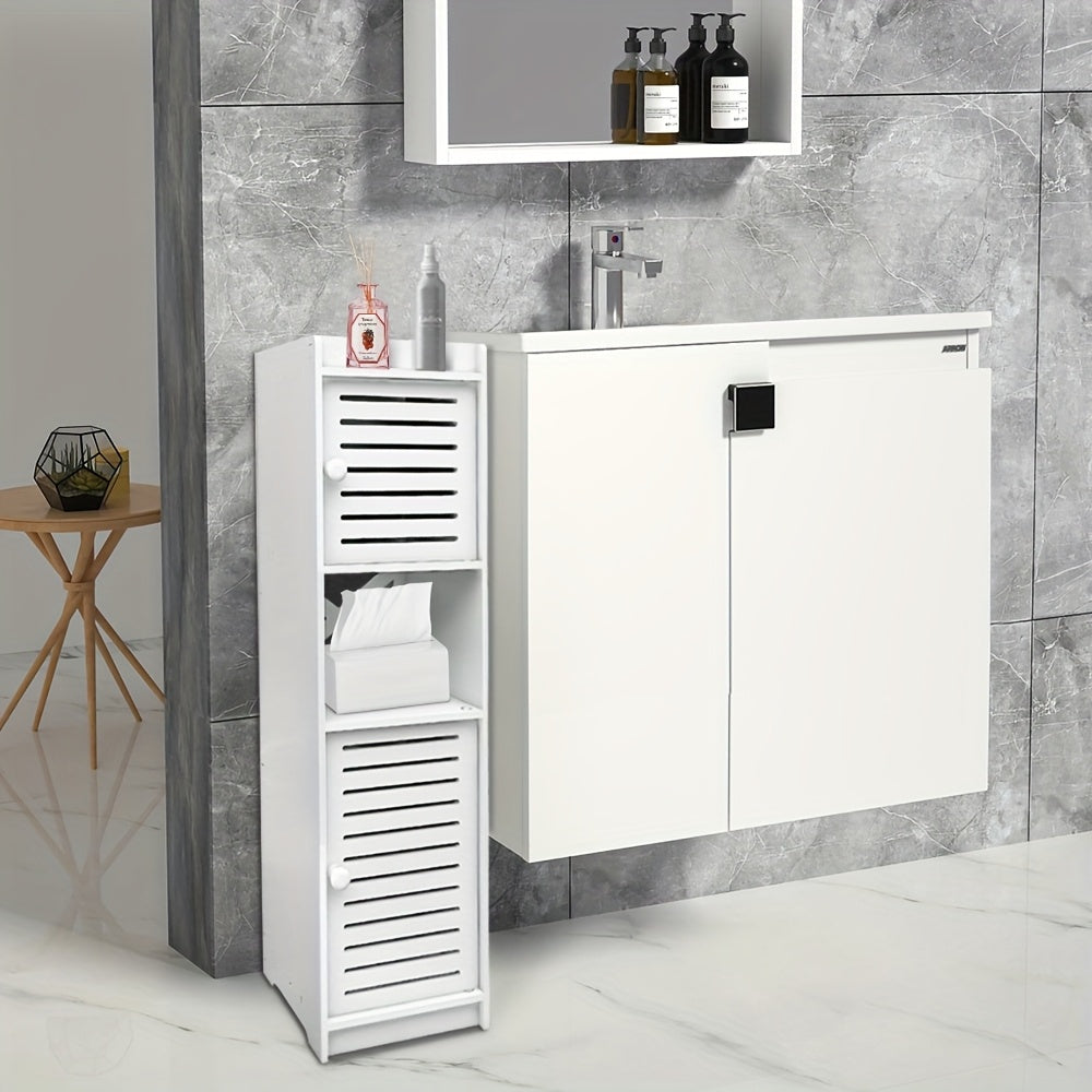 Medicine Cabinets, Narrow Bathroom Cabinet (22x20x75cm) - Multi-Door Storage for TP, Medicine & Cosmetics