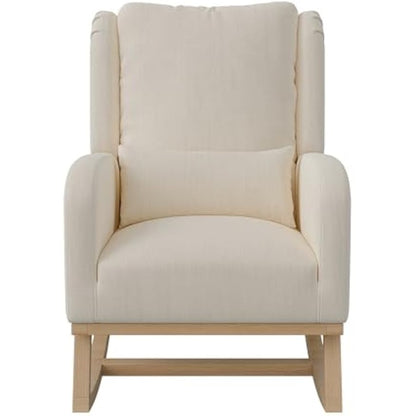 Relax Schommelstoel – Rocking Chair – Schommelstoel – Stoel – Lounge Stoel – Linnen Bekleding – Silent Glide – Memory Foam Kussen