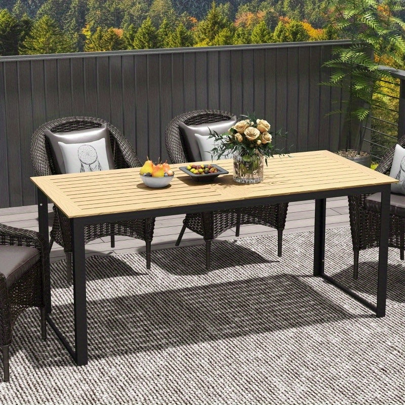Tuintafel – Buitentafel – Balkon Tafel – Terrastafel – Tuinmeubel – Verstelbare Hoogte – Weerbestendig IJzeren Frame – 175x78 cm – 6 Persoons