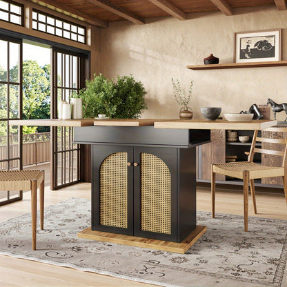 Uitklaptafel – Klaptafel – Vouwtafel – Eettafel – Uitschuiftafel – Ruimtebesparend – Inklapbaar – 110-140x80 cm – Geschikt voor 4-6 Personen – Modern Zwart