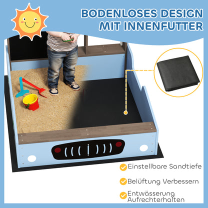 Zandbak – Zandbak Met Zonnedak – Speelbak – Zandtafel – Kinderspeeltuin – Blauw – Duurzaam Vurenhout – Inclusief Bankje En Tekenbord