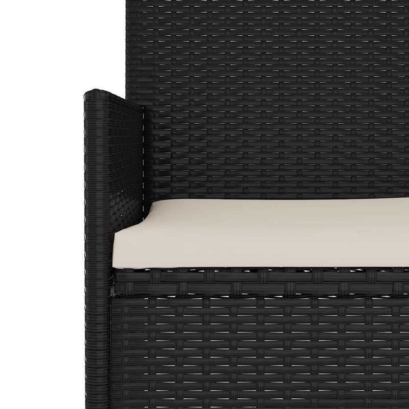 Tuinbank 2-Zits – Buitenbank – Balkonbank – Zithoek – Loungebank – Hoogwaardig Resin Wicker – Weerbestendige Kussens Zwart
