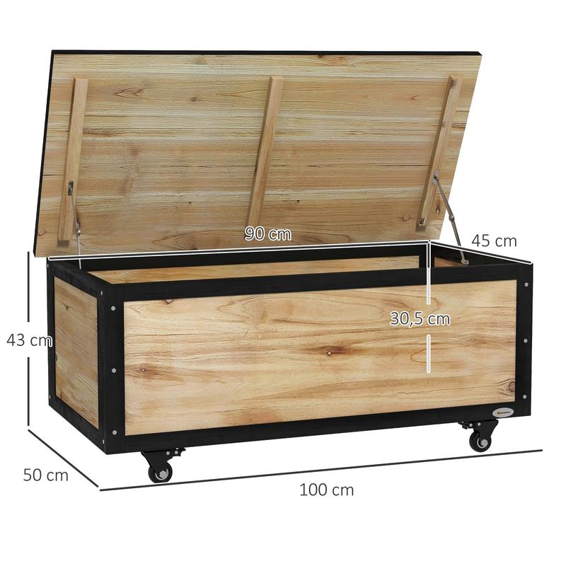 Opbergbox Tuin – Tuinkist – Tuinbox – Buitenkist – Tuinopberger – 121 Liter – Stevige Wielen – Weerbestendig Hout – Metalen Scharnieren – 100x50x43 cm