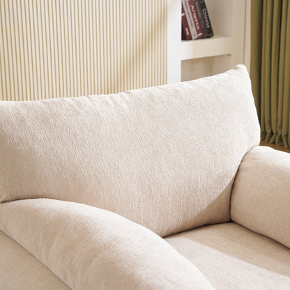 Loungechair – Fauteuil – Zitzak – Accentstoel – Relaxstoel – Oversized Design – Chenille Stof – Gepolsterde Armleuningen – Eenvoudige Montage – Wit