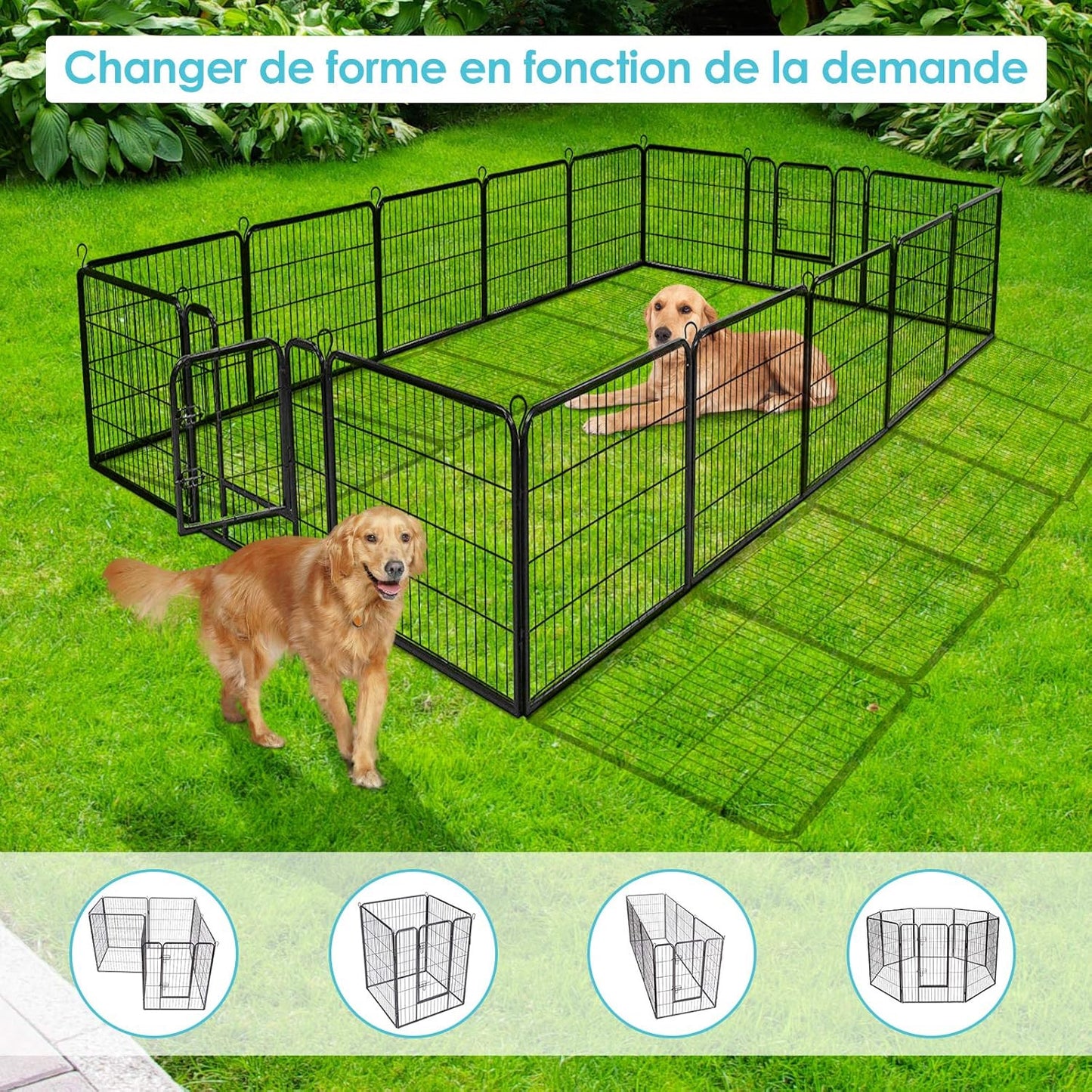 Hondenren – Puppyren – Hondenkennel – Speelren – Dierenren – Opvouwbaar – 8 Panelen Met Deur – Stevig Staal – 100 cm Hoog