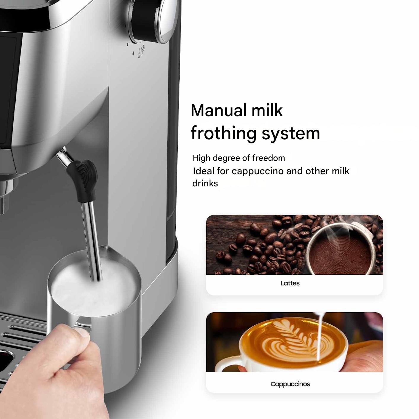 Espressomachine – Koffiezetapparaat – Cappuccinomachines – Melkopschuimer – Barista Machine – 20 Bar Pomp – 1350W Snel Opwarmen