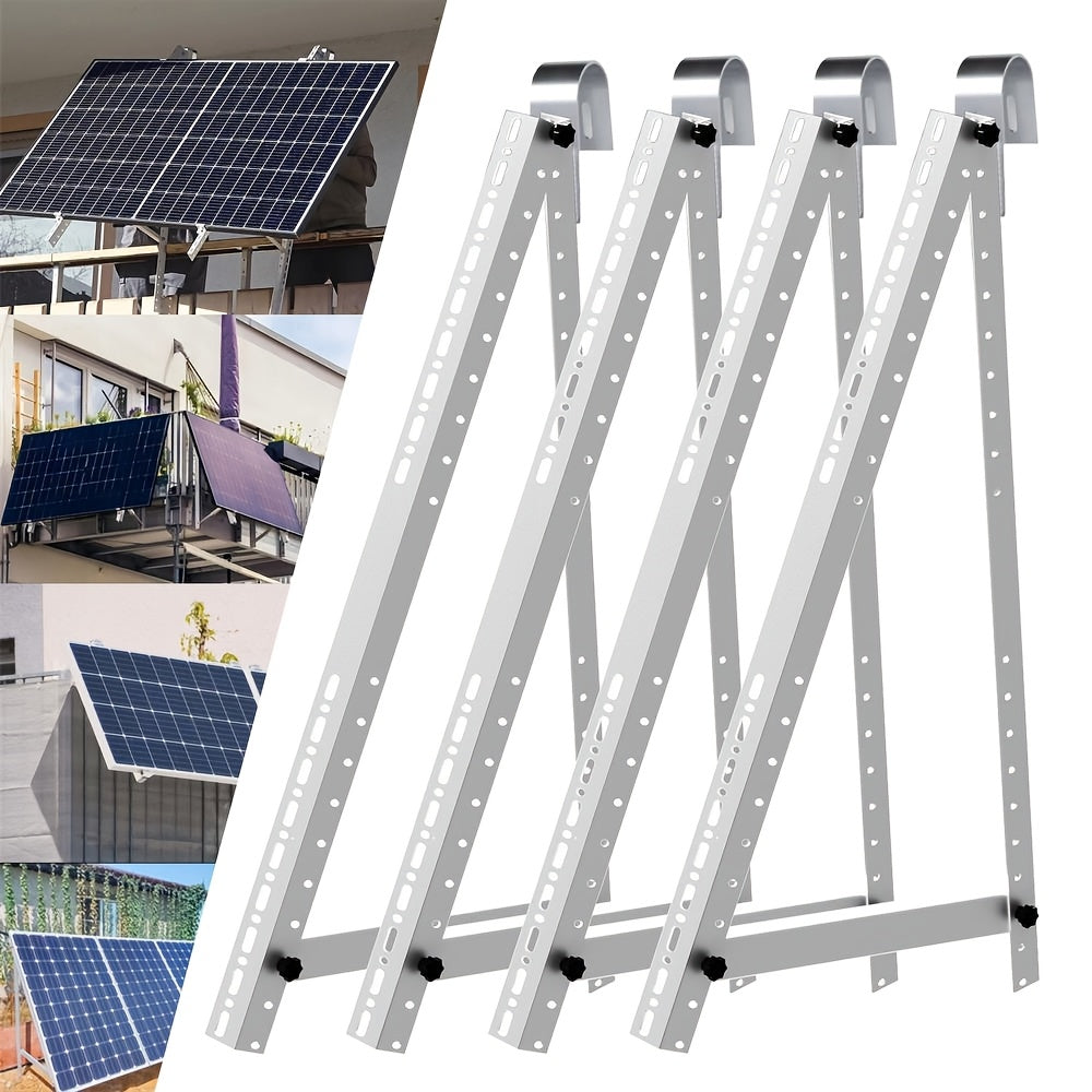 Balkonbeugel voor Zonnepanelen – Zonnepaneelhouder – Balkonhouder – Solar Montageset – Verstelbare Beugel 114 cm – Met Ronde Balkonhaken – 0° tot 90° Verstelbare Hoek – Weerbestendig Metaal