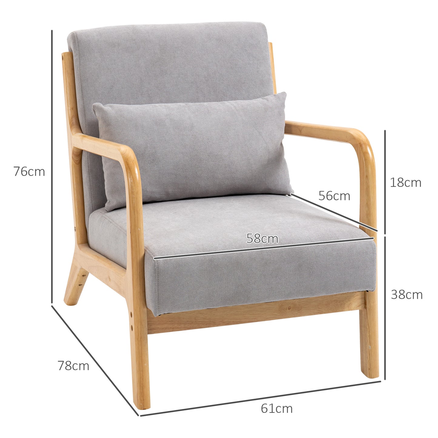 Lounge Fauteuil – Armstoel – Relaxstoel – Zithoekstoel – Velours Stoel – Robuust Houten Frame – Diepe Zit & Comfortabele Armleuningen – Grijze Fluwelen Bekleding