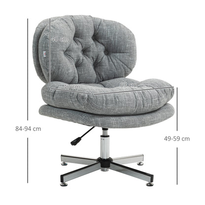 Office Chair Without Armrests, Comfortable Desk Chair with Padded Seat And Adjustable Height, Grey