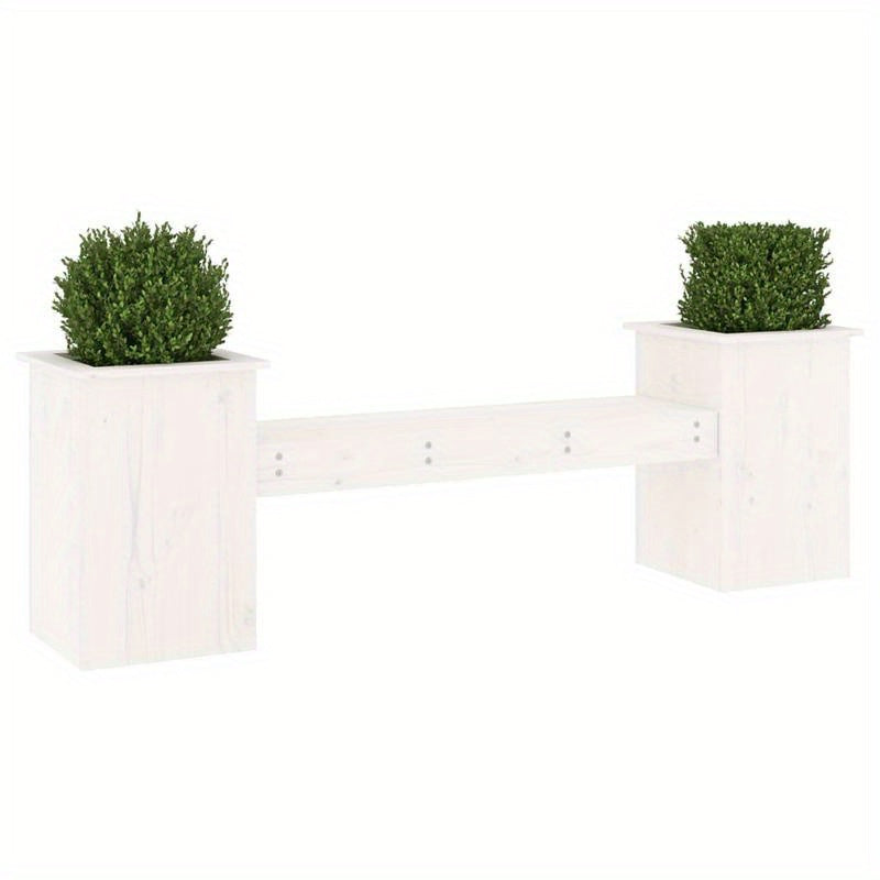 Bench with Planters 184.5X39.5X56.5 Cm Made of White Pine Wood