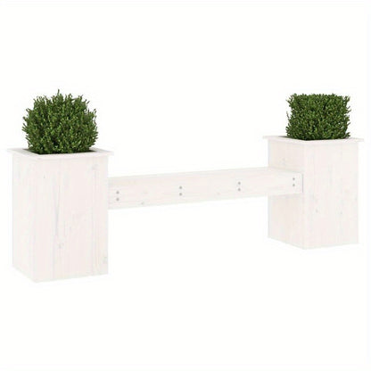 Bench with Planters 184.5X39.5X56.5 Cm Made of White Pine Wood