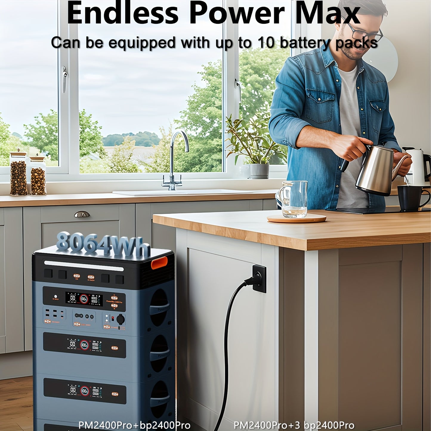 Powerstation – Draagbare Generator – Noodstroom – Zonne-energiecentrale – Camping Accu – 2016 Wh LFP Batterij – 2400 W Output Met 5 ms UPS & Ingebouwde 50 W Speakers