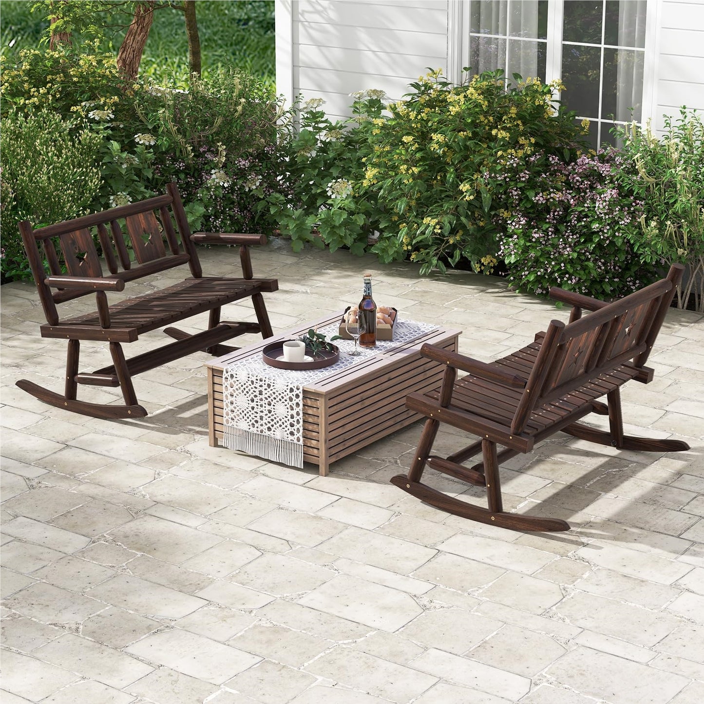Tuinbank – Schommelbank – Buitenbank – Houten Bank – Terrasbank – Weerbestendig – Draagvermogen 320 kg – Afmetingen 111x85x89 cm – Rustic Brown