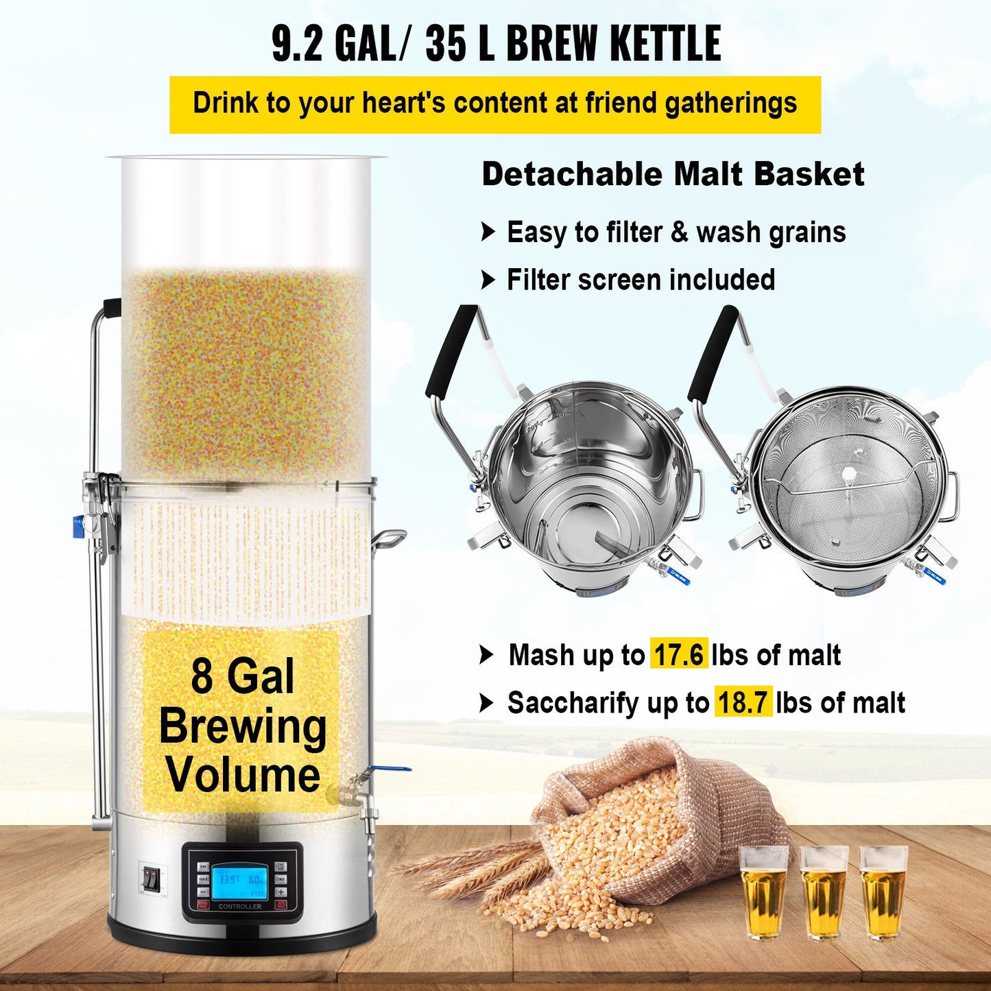 Elektrisch Bierbrouwstation – Bierbrouwsysteem – Bierbrouwketel – All-in-One Brouwinstallatie – Homebrew Kit – 30 Liter RVS Ketel – Programmeerbare Maischstappen & Circulatiepomp