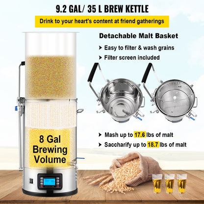 Elektrisch Bierbrouwstation – Bierbrouwsysteem – Bierbrouwketel – All-in-One Brouwinstallatie – Homebrew Kit – 30 Liter RVS Ketel – Programmeerbare Maischstappen & Circulatiepomp