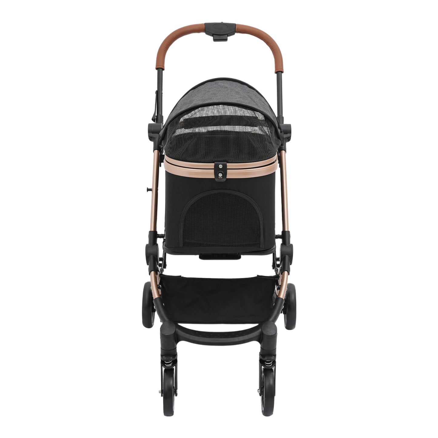 Foldable Pet Stroller | 4 Wheels, Black and Grey, Alloy Steel Frame, Nylon, for Dogs and Cats - NaMaSyo