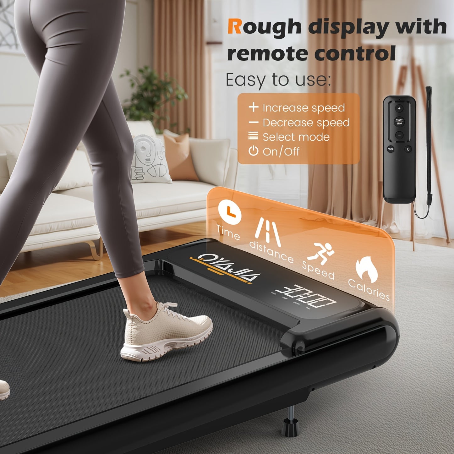 Loopband – Wandelband – Hardloopband – Wandelmachine – Treadmill – 2-in-1 Inklapbaar – 0,60 PK Stille Motor – 4 Hellingsniveaus & App Bedienbaar
