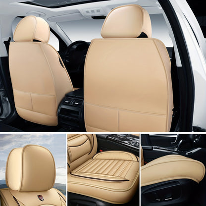 Full Set PU Leather Car Seat Covers Compatible for all - Adjustable Headrest & Backrest, Soft Cushioning Foam Padding, Easy Install, All-Season (Driver/Passenger/Rear/ Seats)