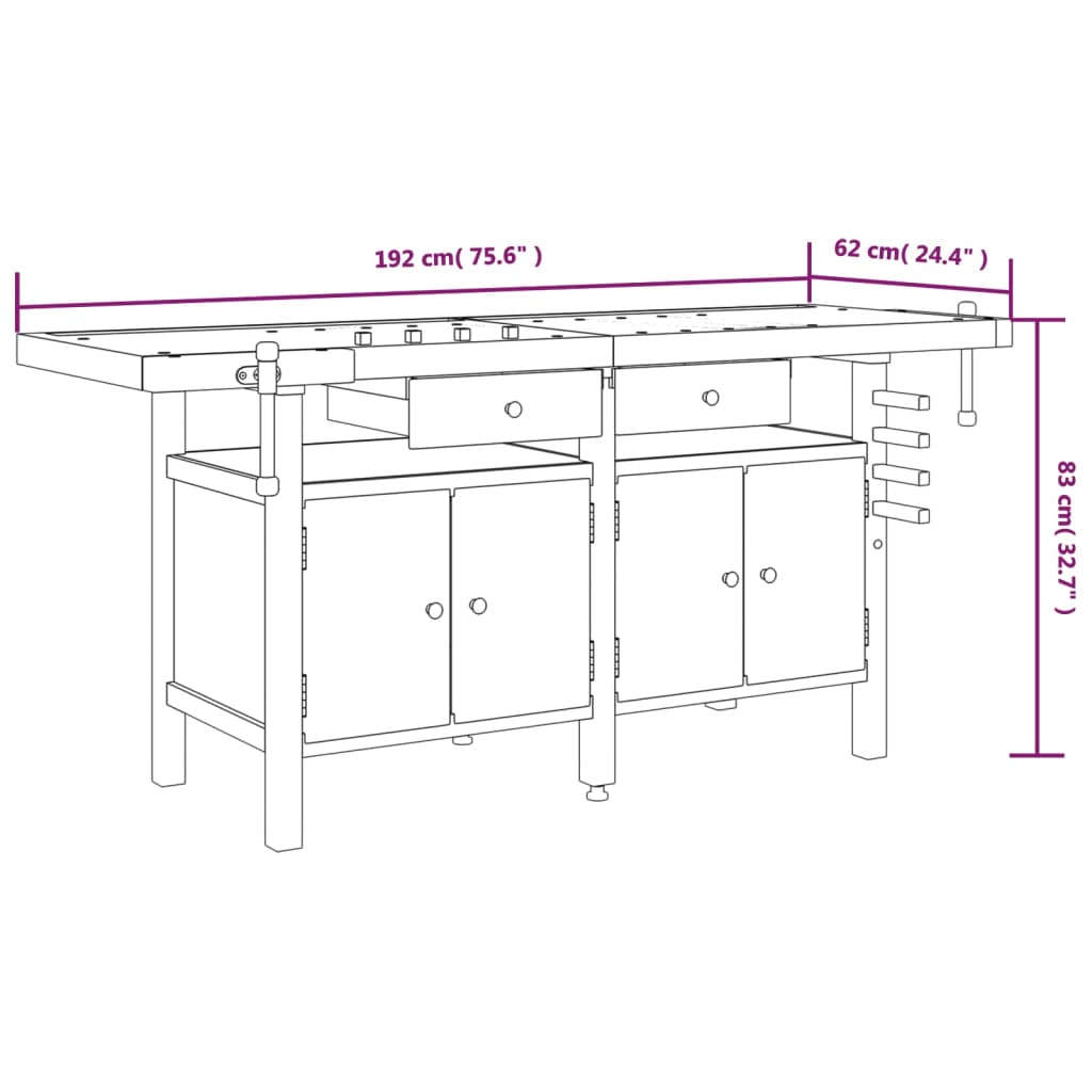 Werkbank – Werktafel – Werkbank Met Kast – Werkplek – Werkstation – Robuust Stalen Frame – Poedercoating Tegen Roest