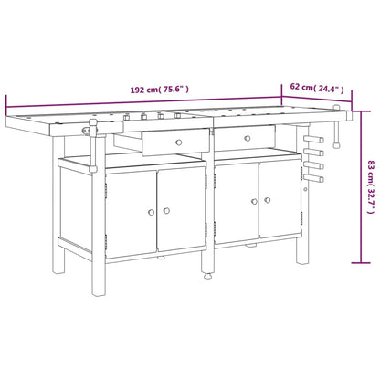 Werkbank – Werktafel – Werkbank Met Kast – Werkplek – Werkstation – Robuust Stalen Frame – Poedercoating Tegen Roest