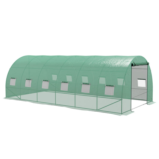 Tuintunnelserre – Kas – Kweekkas – Groentekas – Serre Voor Tuin – Groen – 18 m² – Thermo Gelakt Stalen Frame – Geïntegreerd Irrigatiesysteem