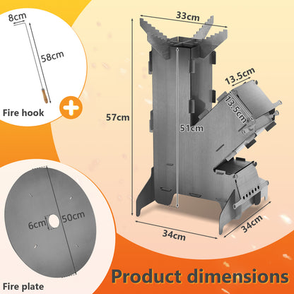 Rocket Stove – Buitenkachel – Outdoor Kachel – Barbecue Oven – Campingkachel – 3 mm Koolstofstaal – Ø 50 cm Grillplaat