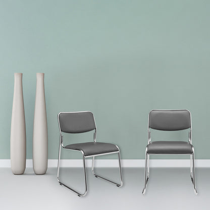 Vergaderstoel – Conferentiestoel – Bureaustoel – Stapelbare Stoel – Kantoormeubilair – Set Van 4 – Ergonomisch Comfort – Metalen Verchroomd Frame