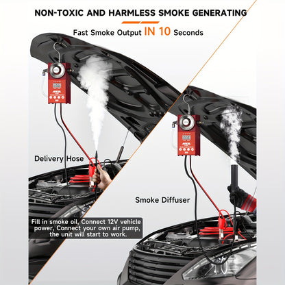 Rookmachine Auto – Rooktester – Lekdetectie Apparaat – Lekkage Opsporer – EVAP Leak Detector – Ingebouwde Luchtcompressor – Digitale Rookstroommeter