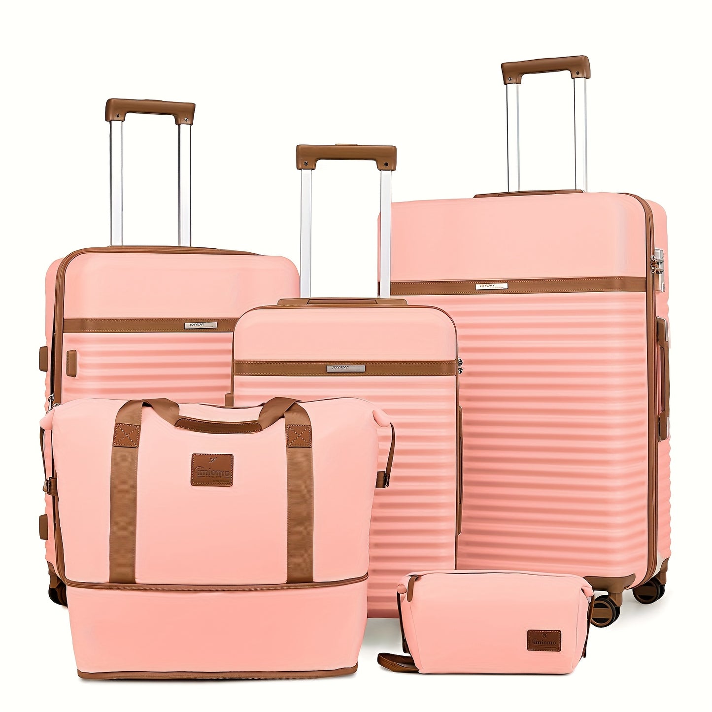 Kofferset – Reiskoffer Set – Trolley Koffers – Handbagage Koffer – Ruimbagage Koffer – Hardcase – ABS materiaal – TSA slot – 360° Wielen – 5 Delig – 20/24/28 inch – Reistas – Toilettas – Roze