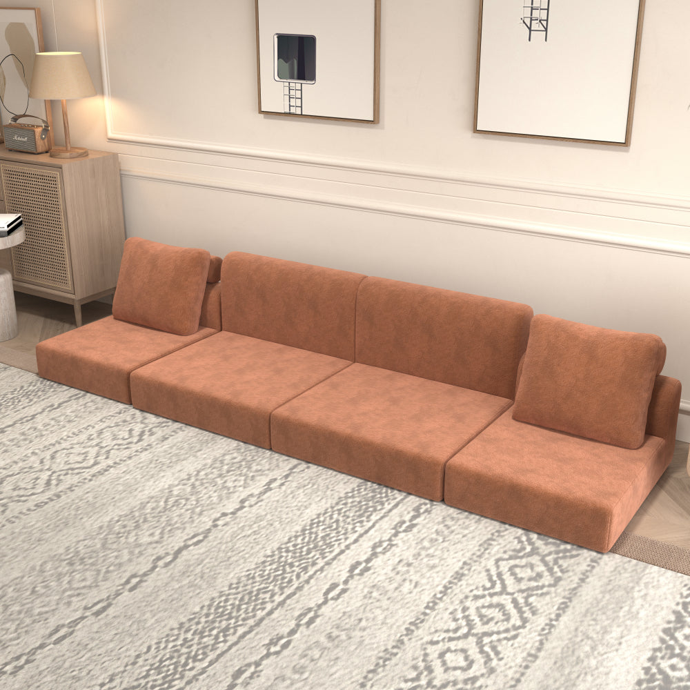 Convertible Folding Sofa Bed - Multifunctional Sleeper Chair & 2-Seater, Memory Foam with Back Support, Space-Saving Bed-to-Sofa Design for Small Apartments, Dorms, Guest Rooms - Portable Orange Futon Sofa (No Assembly Requir