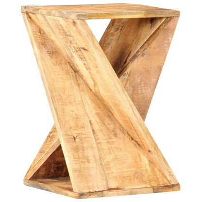 Bijzettafel – Sidetable – Nachtkastje – Salontafel – Banktafel – Massief Mangohout – X-vormig Design – Compact 35x35x55 cm – Opbergruimte