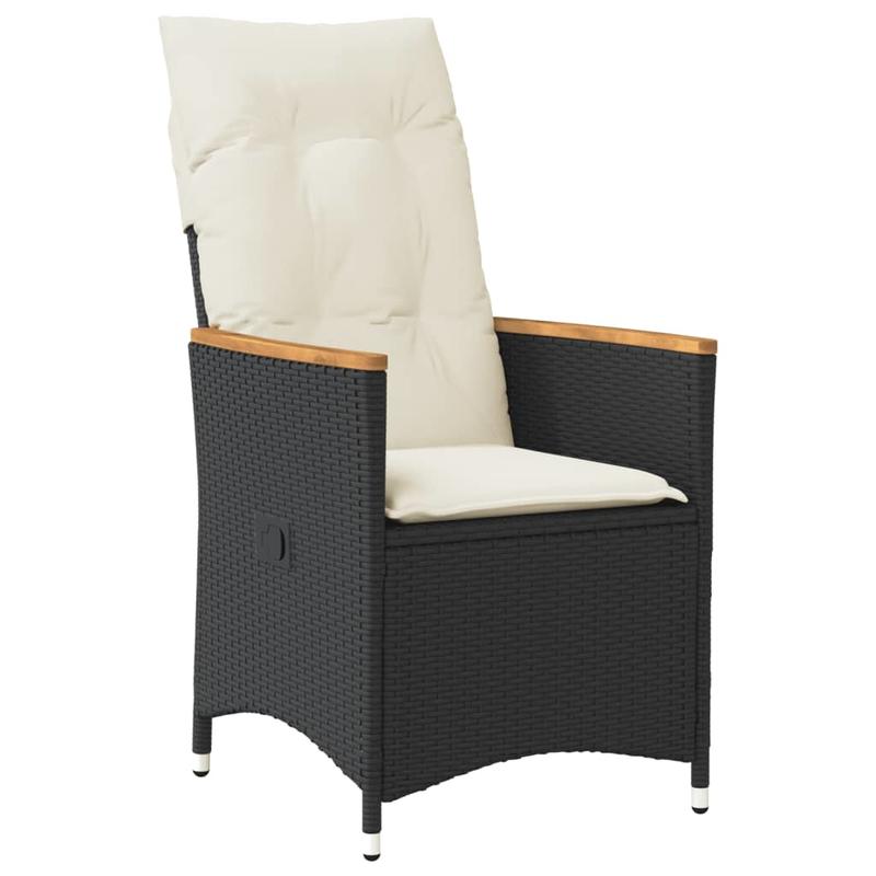 3pcs. Bistro set with pillow black poly rattan