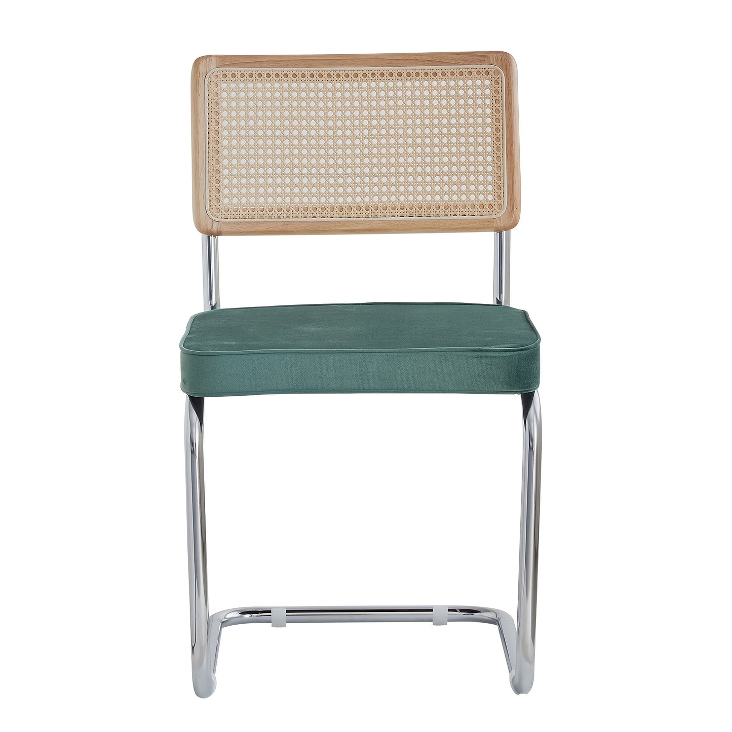 Retro Stoelen – Eetkamerstoel – Bureaustoel – Lounge Stoel – Rattan Stoel – Groene Velvet Bekleding – Lichtgewicht Metalen Frame