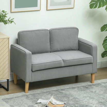 2-zits bank – tweezitsbank – zitbank – loveseat – compacte bank – met opbergruimte – moderne cordstof – massief houten poten – lichtgrijs – armleuningen – 117x63x79 cm