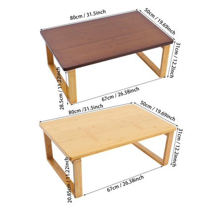 Lage Tafel – Salontafel – Bijzettafel – Laptoptafel – Campingtafel – Ruimtebesparend – Bamboe Blad & Metaal Frame – Inclusief Inklapbare Poten – 75 kg Draagvermogen – Log Color