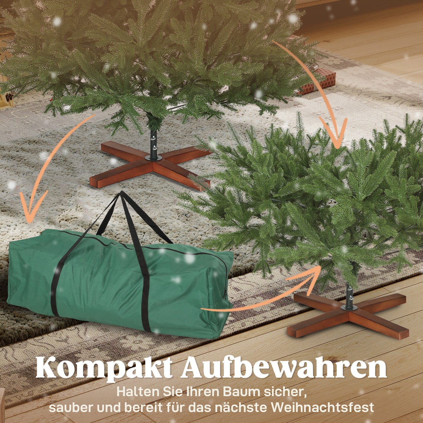 Kunstkerstboom – Nepboom – Kerstboom Kunststof – Vouwbare Kerstboom – Groene Kunstkerstboom – Realistische Uiterlijk – Houten Voet