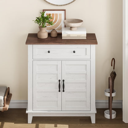 Dressoirkast – Dressoir – Opbergkast – Sideboard – Kast – Modern Design – Compact Formaat – MDF & Metaal – Bruin/Wit