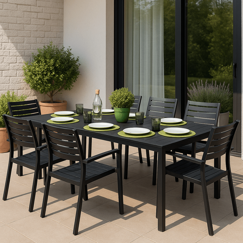 Uitbreekbare Tuin Tafel – Uitschuifbare Balkon Tafel – Inklapbare Buiten Tafel – Aluminium Tuinmeubel – Weerbestendig – 160-240 cm Uitbreidbaar Antraciet