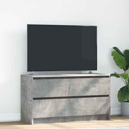 TV cabinet concrete grey 100x35x54 cm wood material TV Stand Entertainment Center with Storage, Media Television Table for Living Room Bedroom