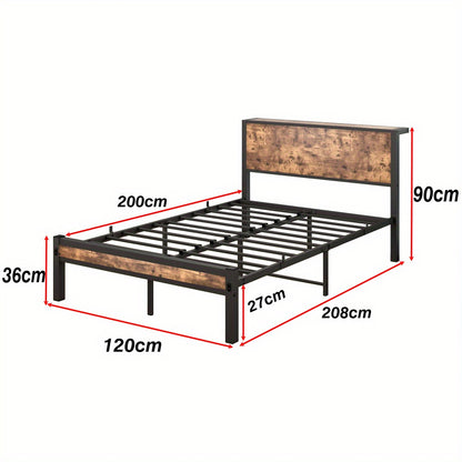 Metalen Bed Frame – Opbergbed – Bedframe – Slaapkamermeubel – Tweepersoonsbed – 120x200 cm – Stabiele Stalen Constructie – Stil Zonder Boxspring