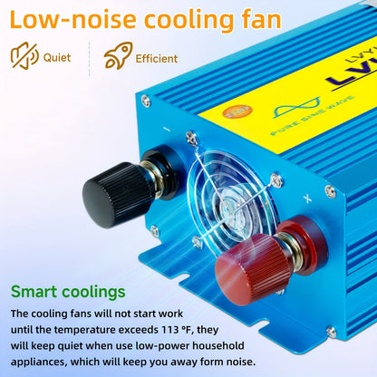 Spanningsomvormer – Omvormer – Inverter – Stroomomzetter – Converter – 24V Naar 220V – 2500W Continu – Pure Sinusgolf Met LCD Display