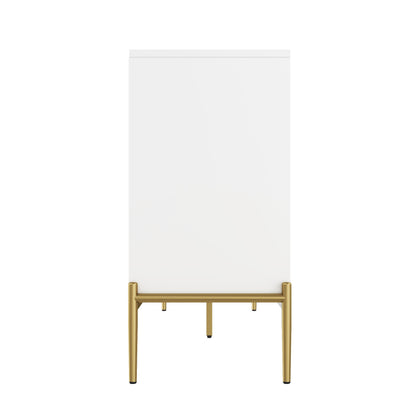 Sideboard – Opbergkast – Dressoir – Buffetkast – Woonkamerkast – Wit Modern Design – 4 Deuren Met Verstelbare Legplanken – Gouden Metalen Poten – 162x40x80 cm