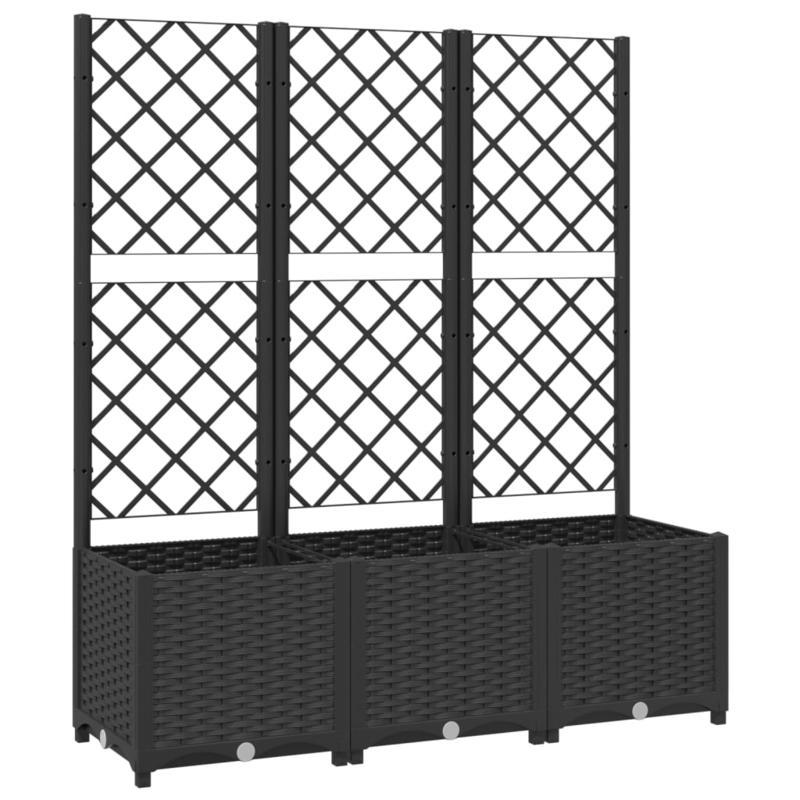 Zwarte Plantenbak Tuin – Plantenbakje – Bloempot – Plantenkas – Plantenhouder – Met Klimrek – Weerbestendig Duurzaam Kunststof – 30,48 x 20,32 x 10,16 cm