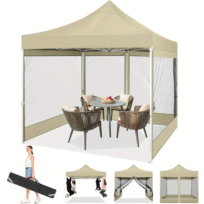 3×3m Vouwbare Partytent – Muggentent – Tuinkamer – Vouwtent – Zonnetent – Met 4 Mesh Zijwanden – Stevig Legeringsstaal Frame – Waterafstotende Oxford Stof – Inclusief Draagtas
