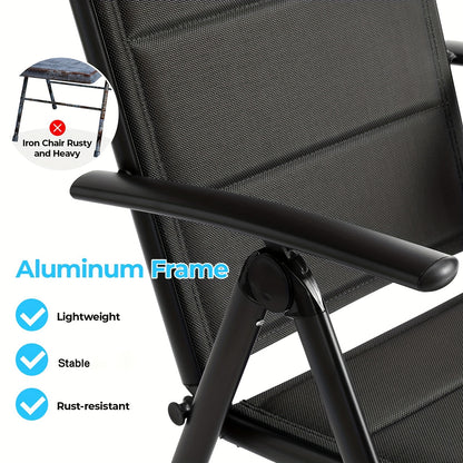 Relaxstoel – Tuinstoel – Balkonstoel – Campingstoel – Ligstoel – Grijs – Lichtgewicht Aluminium Frame – 7-voudig Verstelbare Rugleuning