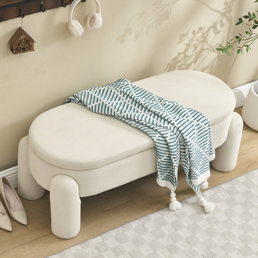 Opbergbank – Opbergbank – Zitbank – Opbergkist – Bankje – Houten Frame – Chenille Bekleding – Antislip – Ruime Opbergruimte – Beige