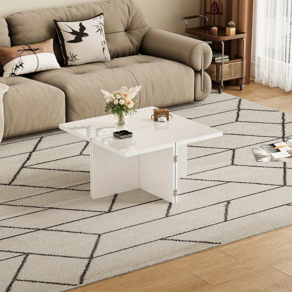 Coffee table, DIY coffee table, High-gloss table top, Free combination, The collection consists of four small tables with dimensions of 81 x 81 x 40cm to satisfy your DIY pleasure and enhance your life!